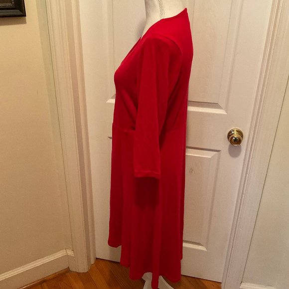 Torrid Dress 2 Solid Red Soft 3/4 Sleeve Fit & Flare New NWT - Picture 5 of 10